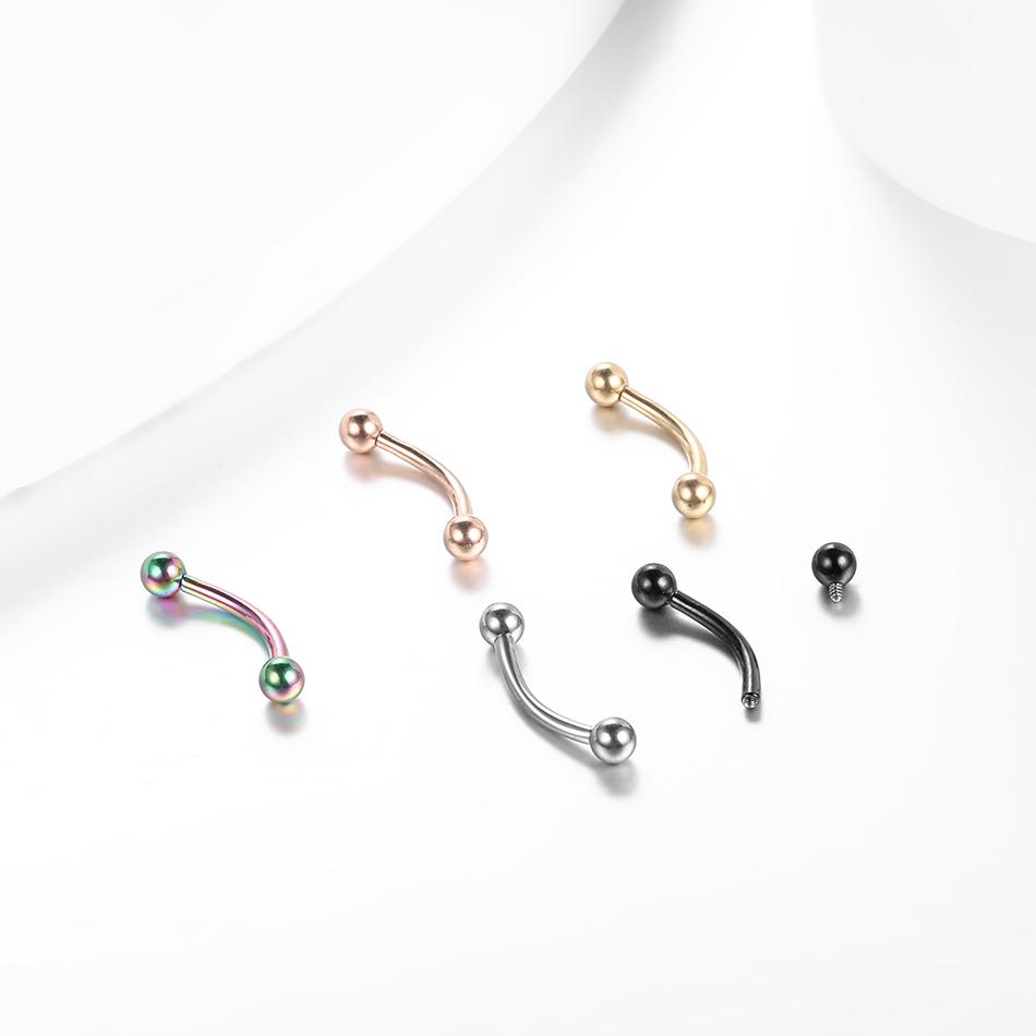1PC Titanium Eyebrow Piercings Curved Banana Internally Threaded Jewelry Belly Button Navel Earring Lip Tongue Pircings 14G 16G