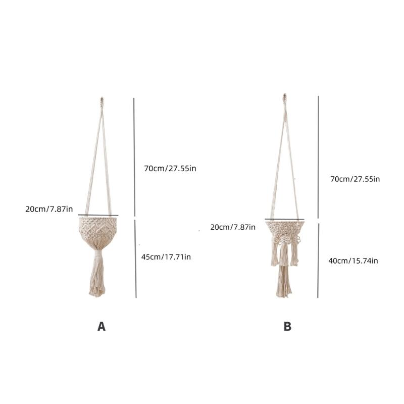 Handwoven Plant Holder With Natural Cotton Rope Wall Mounted Planter Basket For Indoor Outdoor Garden Decoration