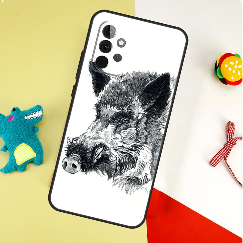 Wild Boar Pig Brown For Samsung Galaxy A55 A35 A15 A54 A34 A14 A53 A33 A13 A05 A06 A16 A22 A32 A52 Phone Case