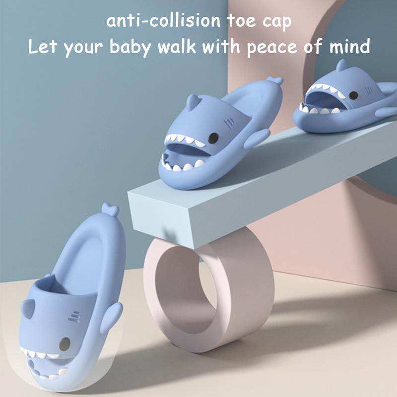 Fashion LItfun Cartoon Shark Slippers Girls And Boys House Flat Sandals Thick Sole Beach Slides Lovely  Children Fashion Shark Sandals