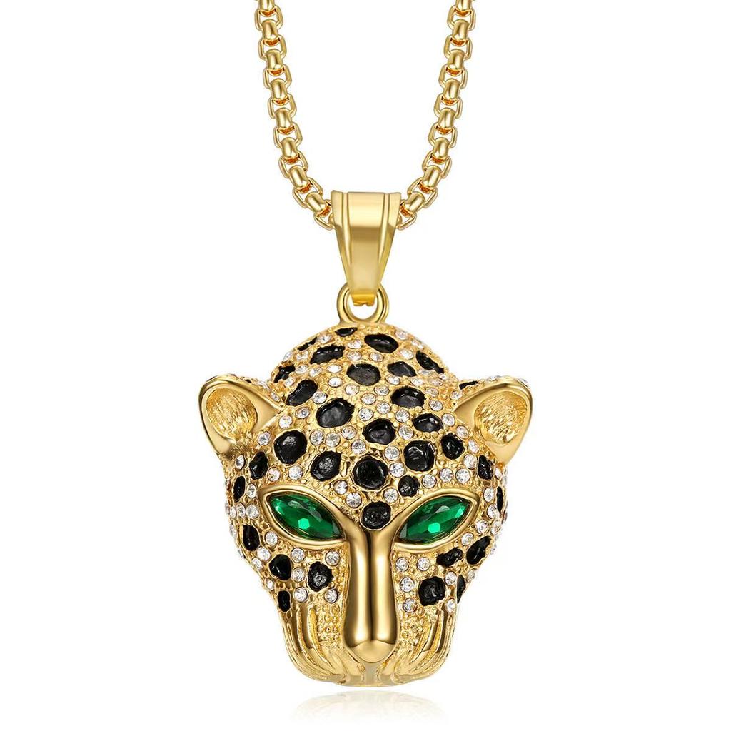 Vintage Stainless Steel Leopard Head Pendant Necklace Gothic Hip Hop Classic Animal Necklaces for Men Fashion Party Jewelry Gift