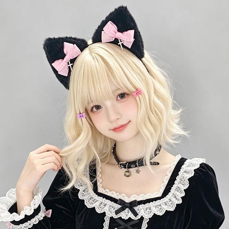 Themed Party Ear Headband with Soft Plush Texture, Ribbon Detail and Hanging Charm for Costume Styling and Photos