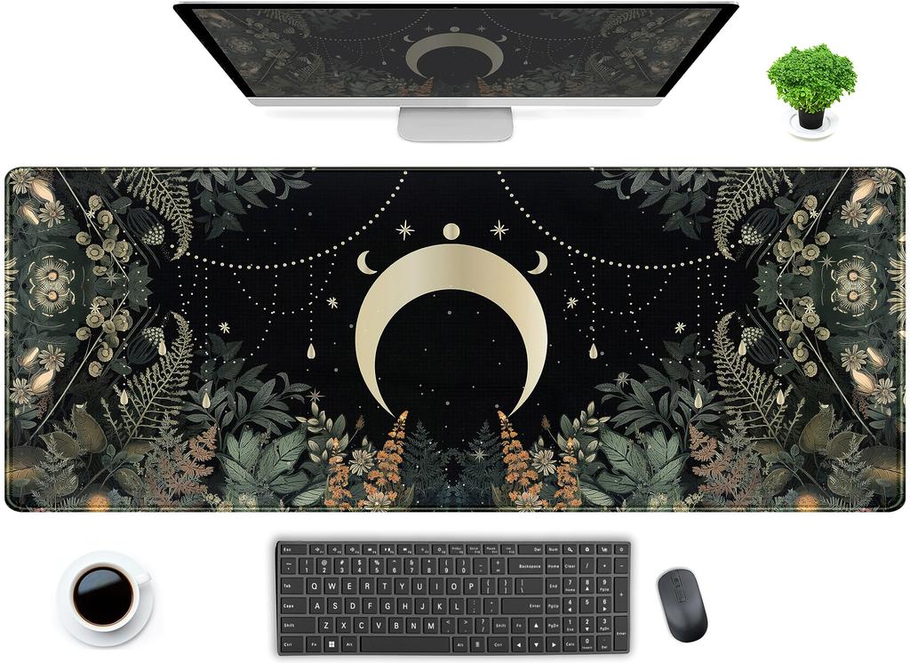 Tapete Escritorio Kawaii Verde Diseo Floral Plantas Alfombrilla Mouse Para Juegos Escritorio Escritorio Computadora Porttil