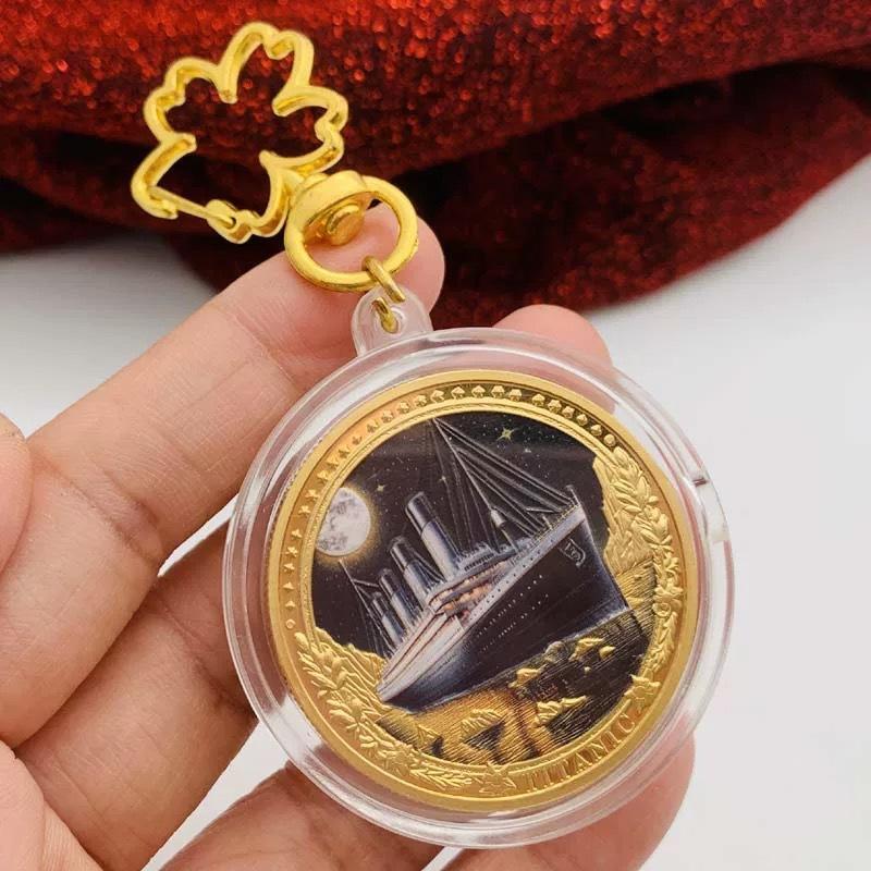 Titanic, ship, silver plated color printed commemorative medal, craft creative coin, souvenir coin