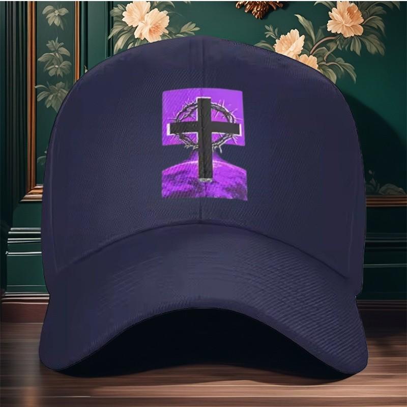 Cross Thorn Crown Baseball Cap Adjustable Polyester Outdoor Graphic Hat Unisex