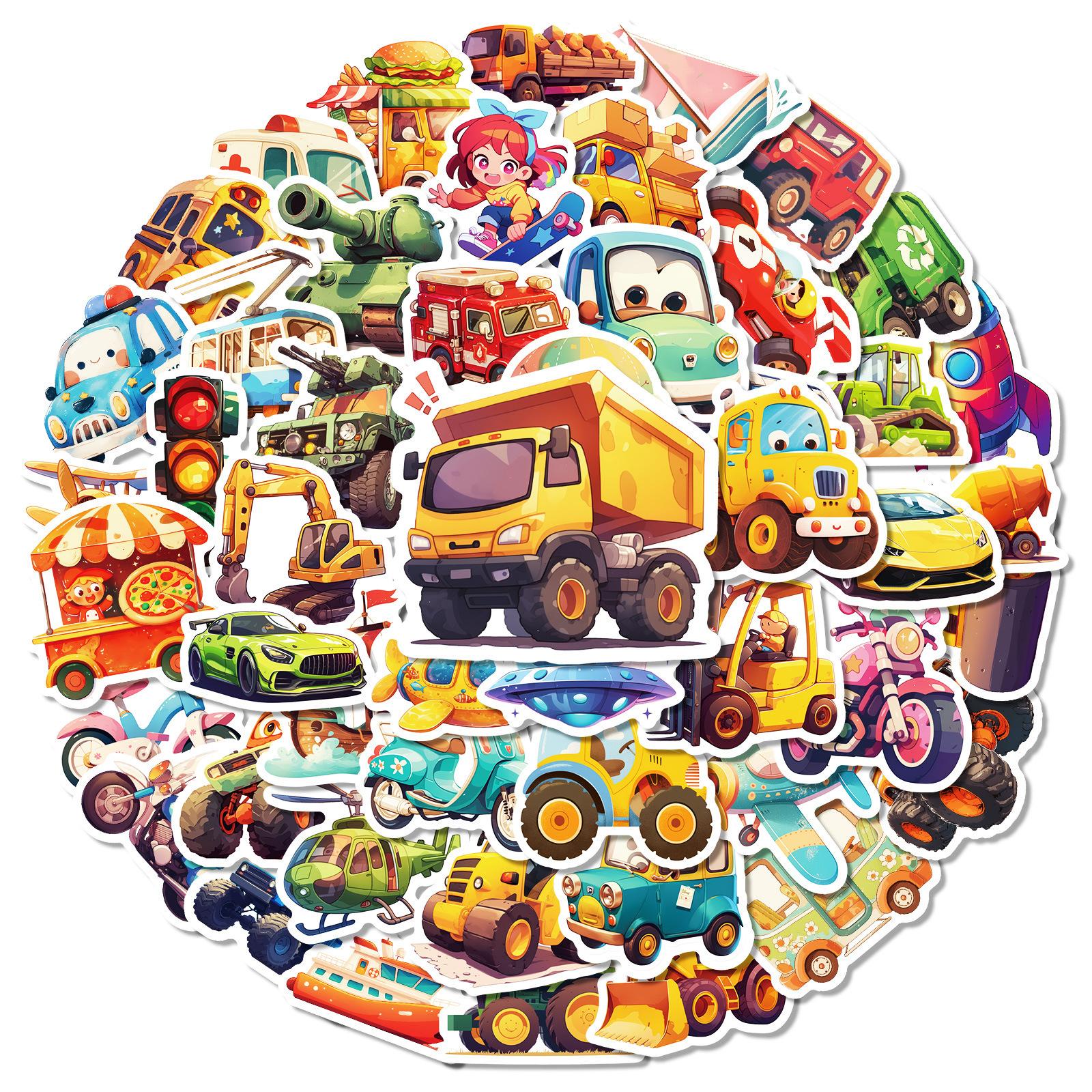 

50 Новых Анимационных Наклеек Серии Транспорт Мультяшный Грузовик Экскаватор Декоративный Чемодан Детские Наклейки