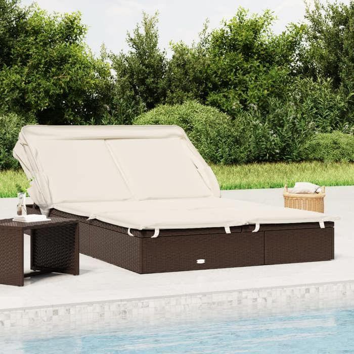 VidaXL Transat 2 places avec toit pliable marron 213x118x97 cm 319649