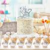 12-36 Zestawów 12 cm Niedźwiadki Upominki na Baby Shower dla Gości Mini Pluszowe Niedźwiadki Niebieskie Z Kartkami Torebki Organzowe
