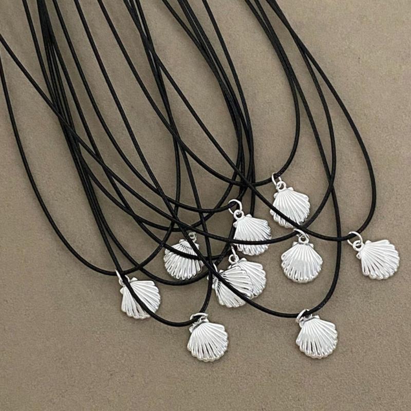 Muschel Anhänger Halsband Armband Verstellbar Schwarzes Seil Choker Halskette Schmuck Hals Schlüsselbeinkette