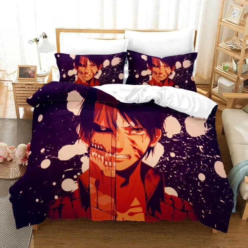 3D Anime Attack On Titan AOT Printed Bed Set Duvet Cover Pillowcase Bedding Set Bed Linen Sheet Quilt Cover Full Queen King Size