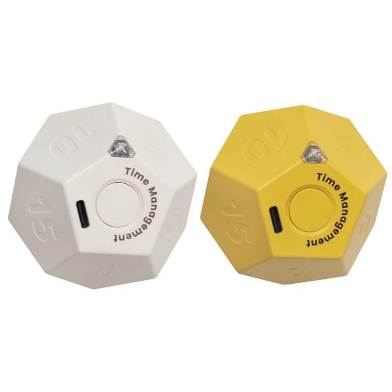 Flip Timer Cube-Kitchen Timers for Cooking Studying Working Sports White Yellow Vibrations-Flip Timers for Student