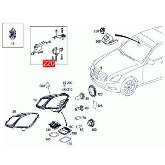 Right Headlight Housing Bracket Kit for Mercedes-Benz E-CLASS W212 2010-2012