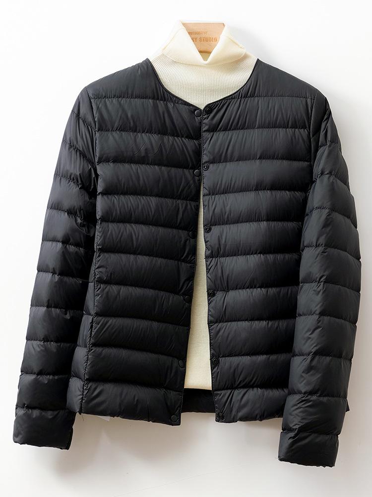 2026 Autumn/Winter Lightweight Collarless Down Jacket - 90% Down, Short Round Neck