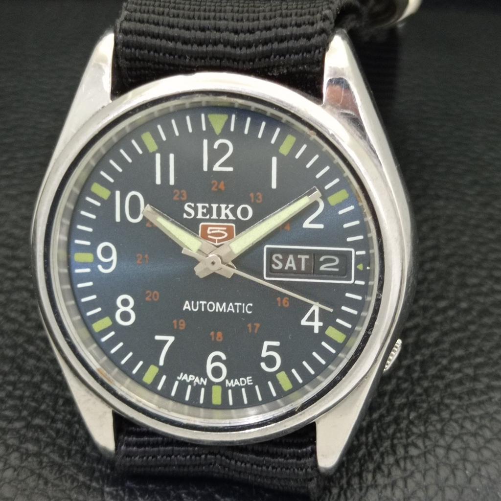 JAPAN 6309A VINTAGE SEIKO 5 AUTOMATIC MENS BLUE COLOR DIAL WATCH A701328-5 R206a-a701328