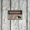 Vintage Metal Cat Sign Funny Wall Art 8x12 Inch Home Security Decor