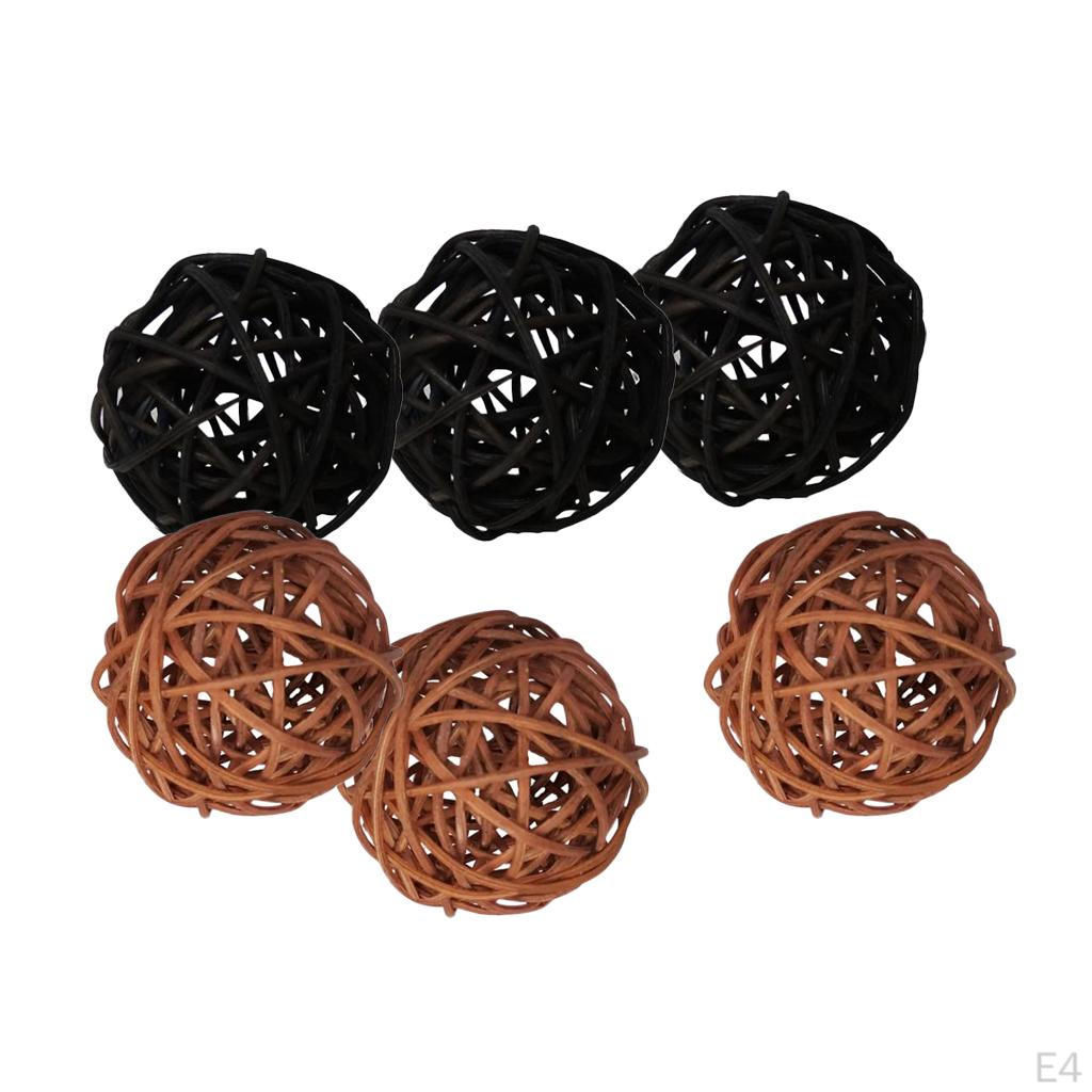 6 Pcs Rattan Cane Wicker Balls Nursery Ornaments