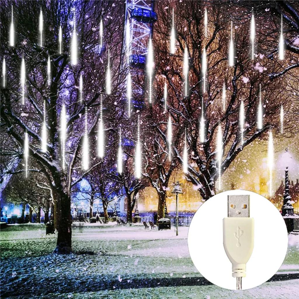USB Plug Led Light Outdoor Meteor Shower Rain Lights 50/30cm Garden Decor Outdoor Street Garland New Year Christmas Decoration
