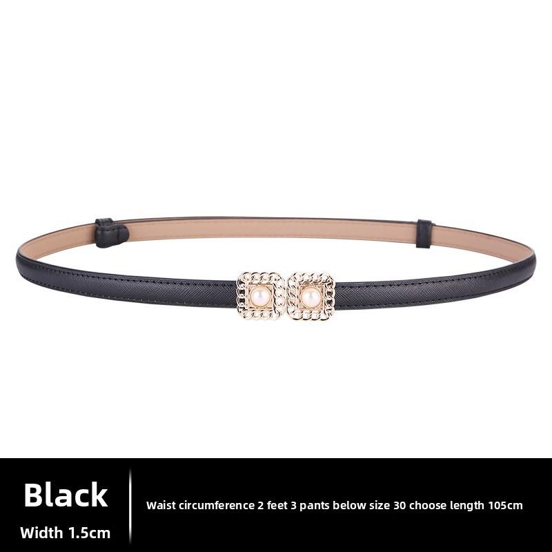 Classic Leather Waist Belt For Women With Adjustable Alloy Buckle Minimalist Fashion