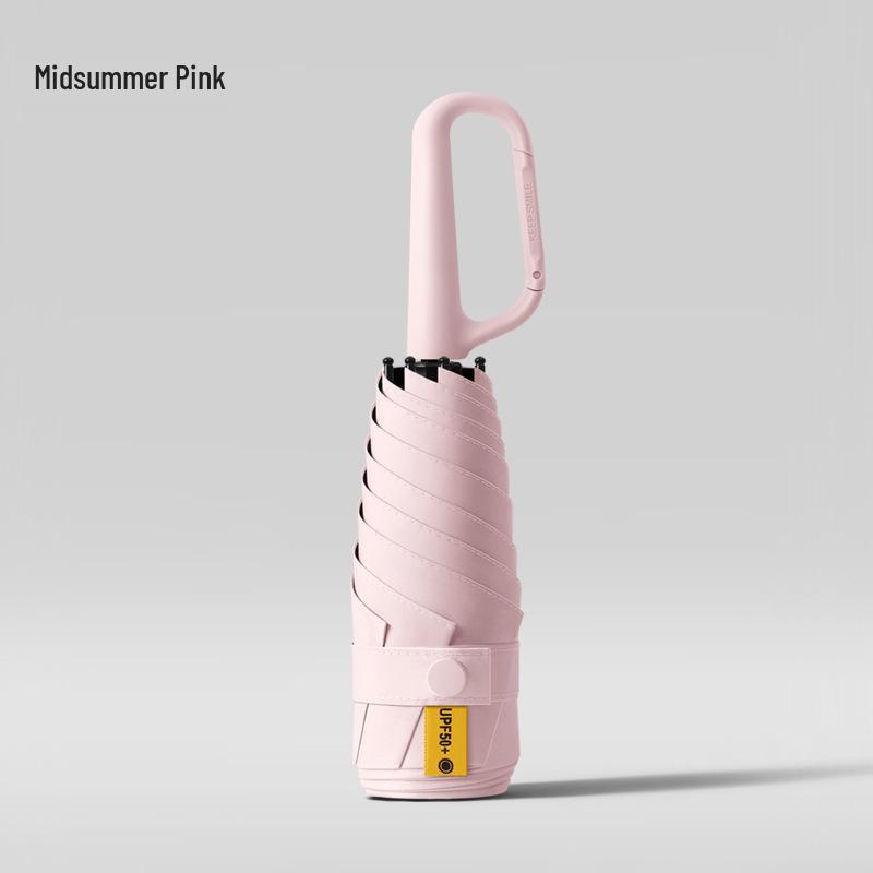 New Macaron Color Five-Fold Ultra-Light Sun Protection Compact Mini Umbrella with Buckle Handle