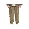 Li Ning Sports Fashion Series Solid Color Zipper Pocket Design Elastic Waist Cuffed Casual Pants Men pants Khaki AKLSF57-5