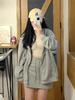 2026 Spring Korean Style Women's Gray Sporty High Waist Skirt - Casual Hip Wrap Sweatshirt Dress