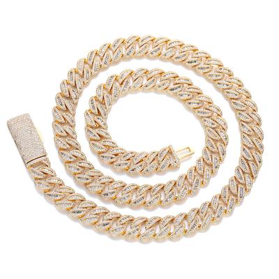 Hip Hop Rap 11mm Square Diamond Cuban Necklace Bracelet Trendy Versatile Men's Necklace Street Style Jewelry