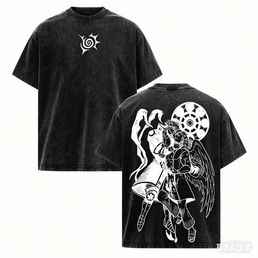 Seven Deadly Sins Washed T-shirt Year round clothing high quality personality Clothes Plus Size Unisex New Model Washed Vintage Loose