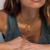 Stainless Steel Religious Cross Pendant Multi-Layer Necklace with Beads