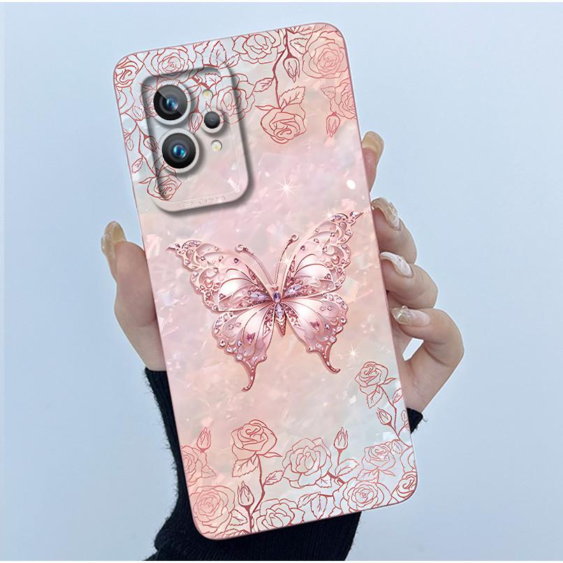 Case For Realme GT 2 Pro 5G RMX3301 Cover For OPPO Realme GT2 Pro Case Simplicity flower Soft Silicone Shockproof Phone Funda