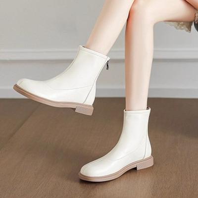 Black Genuine Women Ankle Boots Side Zipper Decor Flats Chelsea Botas Mujer Vintage Brown Autumn Knight Botines Femmes