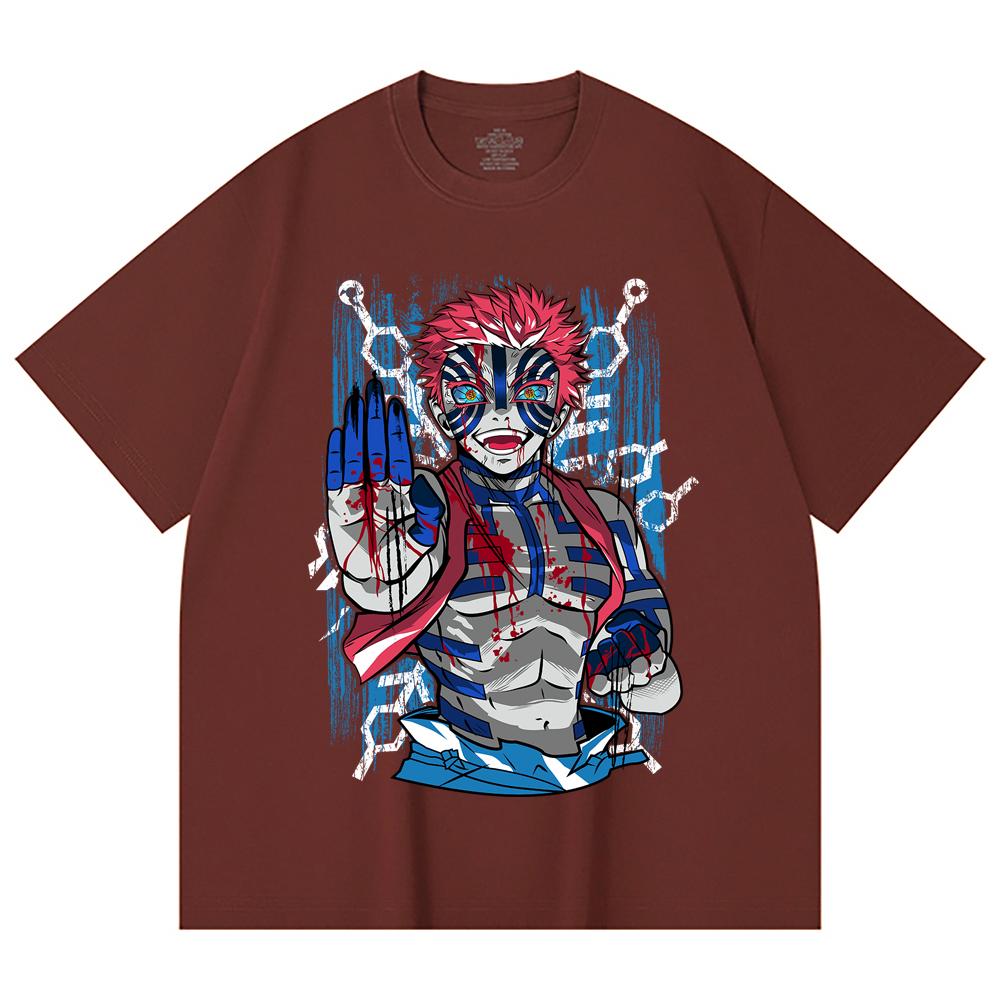 230 Gsm 100% Cotton Demon Slayer V79 Akaza Print Unisex Heavy Cotton T Shirt