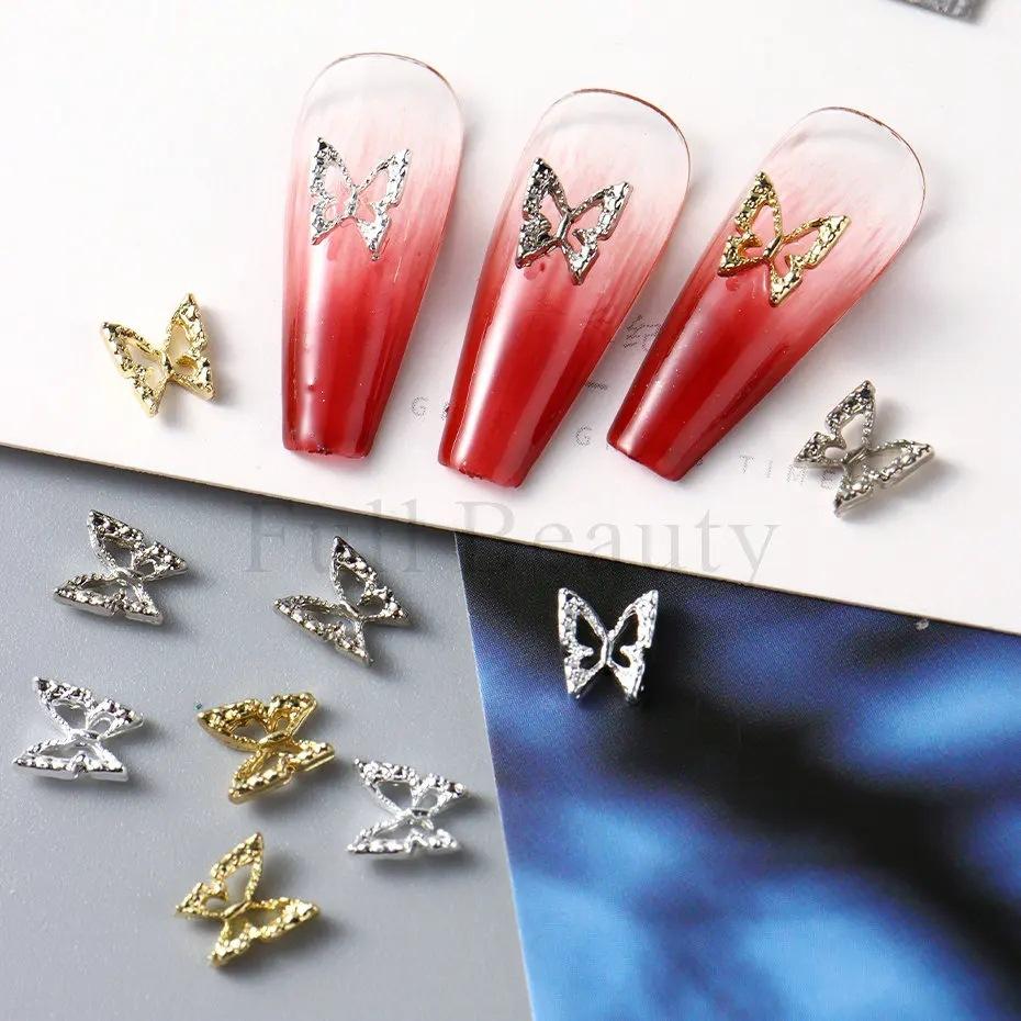 Nail Art Accessories 10 Pieces Butterfly Alloy Wings Hollow Metal Butterfly Nail Diamond Accessories