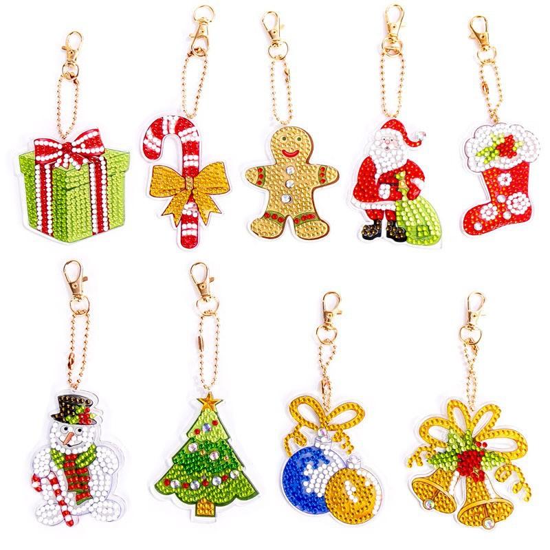 New Diy Diamond Painting Keychain Handmade Acrylic Pendant Jewelry Christmas Single-Sided Diamond Decoration Diamond Painting