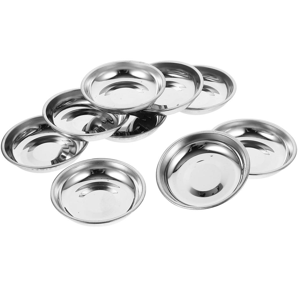 10 Pcs Stainless Steel Saucer Dessert Plates Mustard Bowls Sauce Dish Kitchen Dining Bar Tableware Serving Plates
