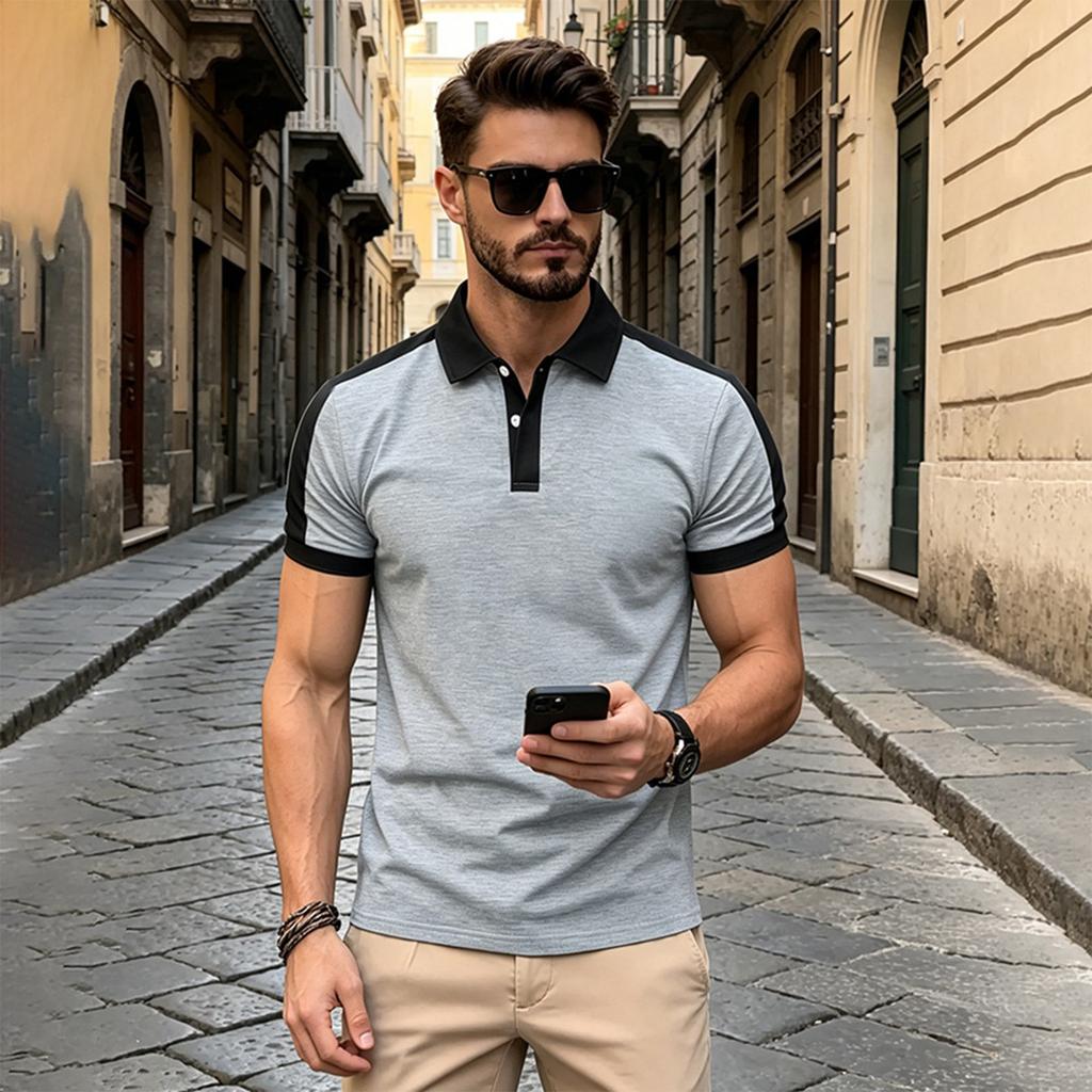 Men's Benbu Multi-color Slim-fit Plaid Short-sleeved Button-down Shirt