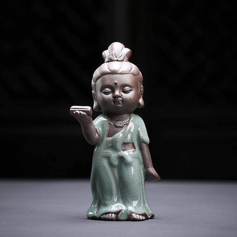 Figurines & Miniatures Monk Tea Pets Zen Living Room Decoration Buddhist Geyao Micro Landscape Home Decor Ceramic Ornaments