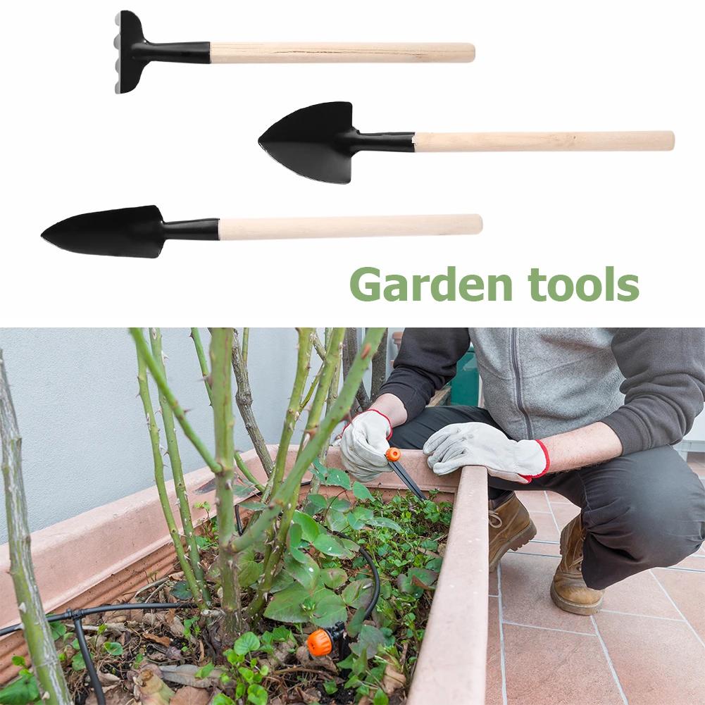 Set di 3 pezzi di attrezzi da giardinaggio Mini pianta fiore pala rastrello combinazione utensili a mano Tre pezzi vaso piccola pala giardino piccola pala di ferro