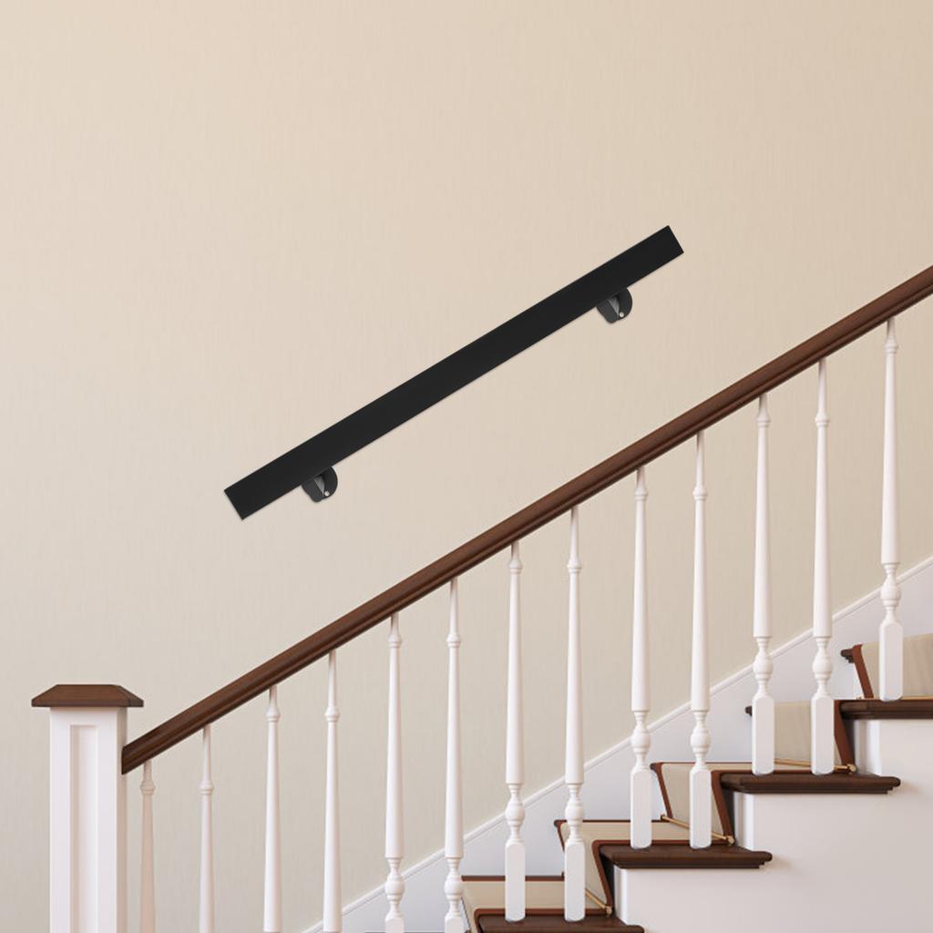 Stainless Steel Handrail,6/5/4/3FT 200lbs Black Rectangle Wall Mount Stair Railing Kit 8*4*183cm for Homes,Offices