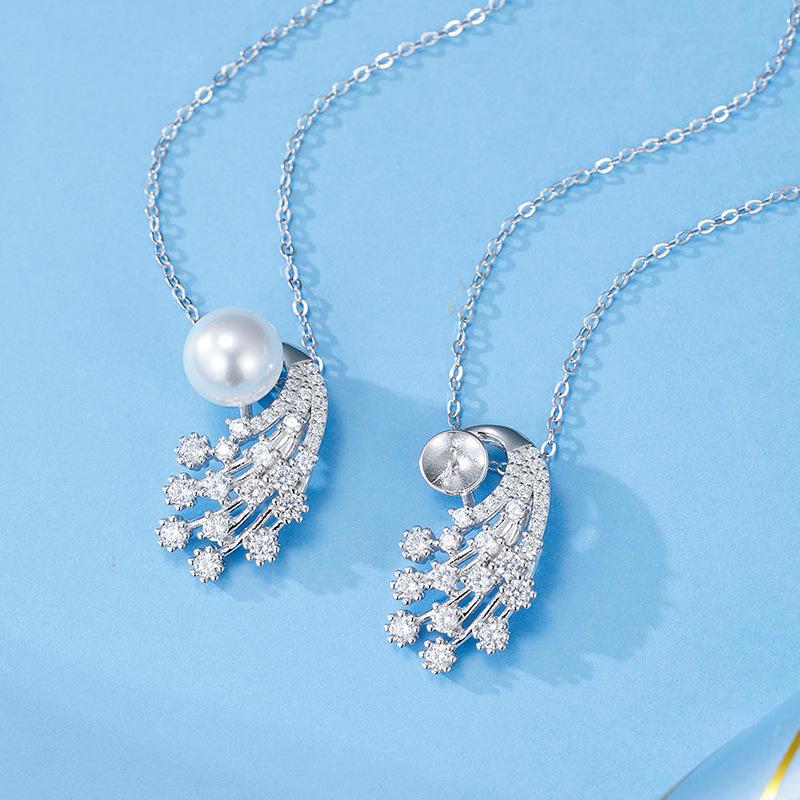 Little Red Book S925 Silver Mother-of-Pearl Pendant: Women's High-End Seawave Design DIY Accessory