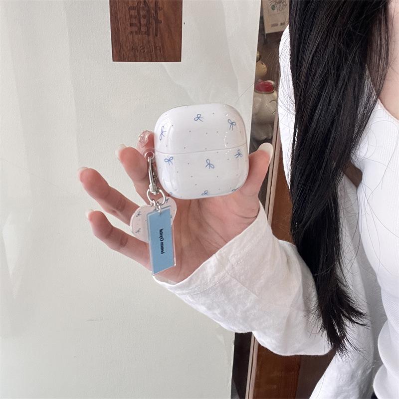 Small fresh blue wave point bow for AirPods 1 /pro1 earphone protective case cover two or three generations of new women