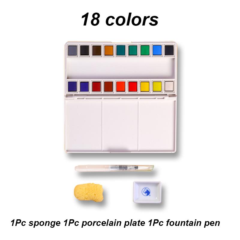 Marie s 18/24/36/48 colors solid watercolor painting bright color solid watercolor with fountain pen beginner using art supplies
