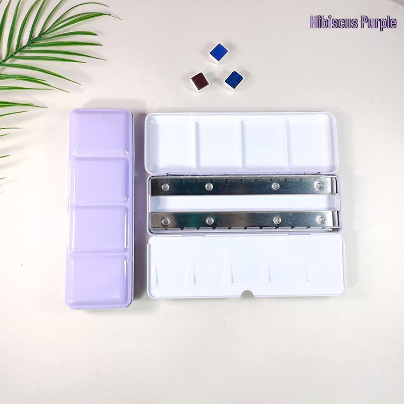 24-Color Tinplate Watercolor Paint Box with Card and Brush Holder