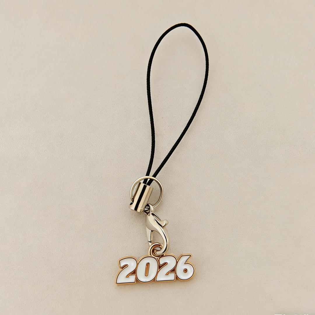 

2026 Year Lanyard, Retro-Style Multi-Color Phone Charm, Portable Anti-Loss Lanyard, New Year Commemorative Decorative Item білий