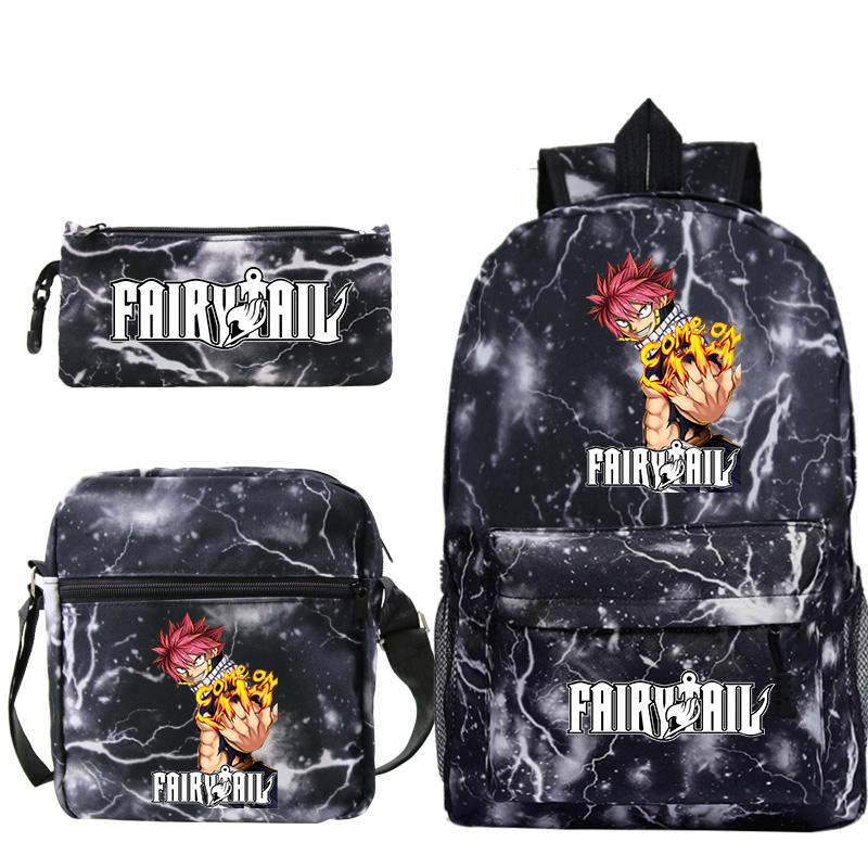 Anime Fairy Tail Backpack Shoulder Bags Pencil Case 3pcs/set Boys Girls Casual Schoolbag Men Travel Knapsack Back To School Gift