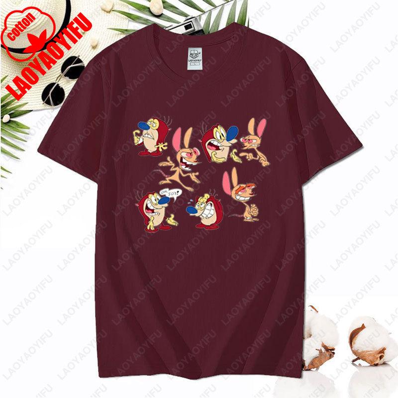 90s Ren Stimpy Show Nicktoons Nickelodeon TV Cartoon Tshirt New Style Nostalgia Childhood Tops Unisex Adult Clothing Cotton Tees