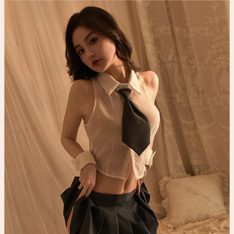 Pure Desire School Uniform Lingerie Set with Mini Skirt and Secretary Style