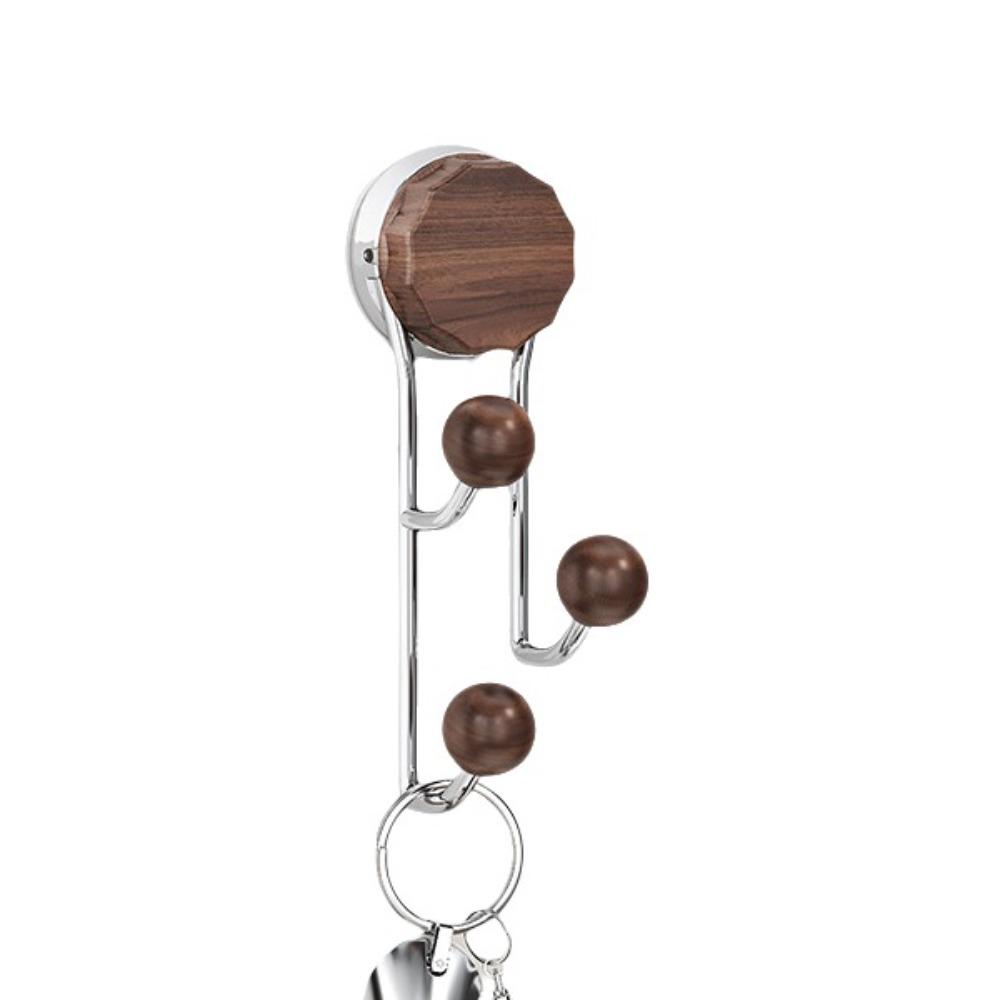 Stainless Steel Wood Grain Hook Without Punching Vertical Hook Shelf Suction Cup Hook  Bathroom