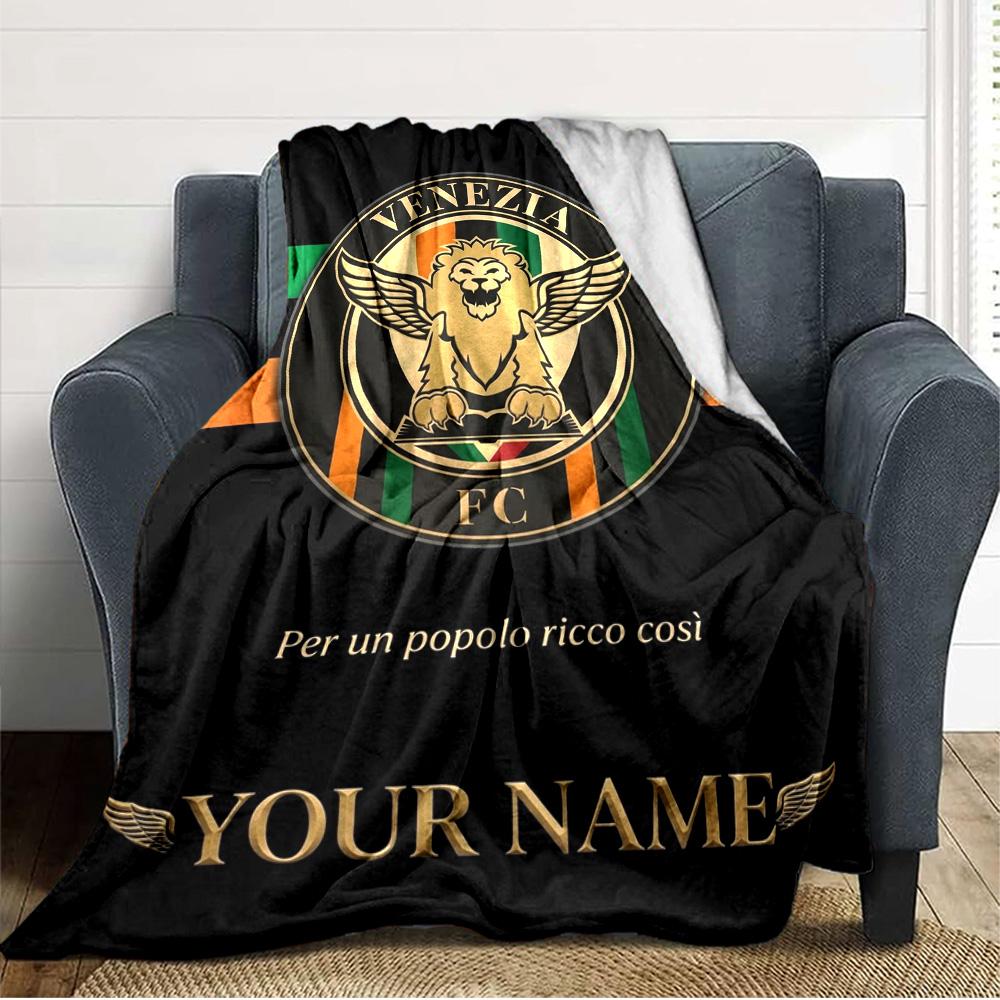 Name Custom Venezia FC Print Flannel Blanket High Quality Warm Comfortable Cover for All Seasons Perfect for Gifts Home Decor