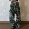 Mens Relaxed Fit Camo Washed Denim Jeans Straight Leg Casual Pants Fall