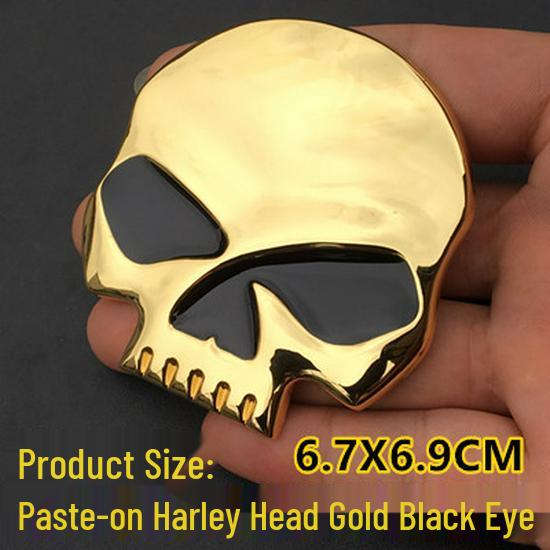 3D Metal Skull Car Emblem: Halloween Harley Hood, Tail, and Side Sticker
